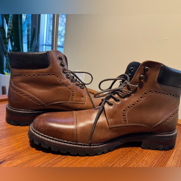 Brown leather cap toe boots - Johnston & Murphy - 9.5 US mens - Picture 5 of 11
